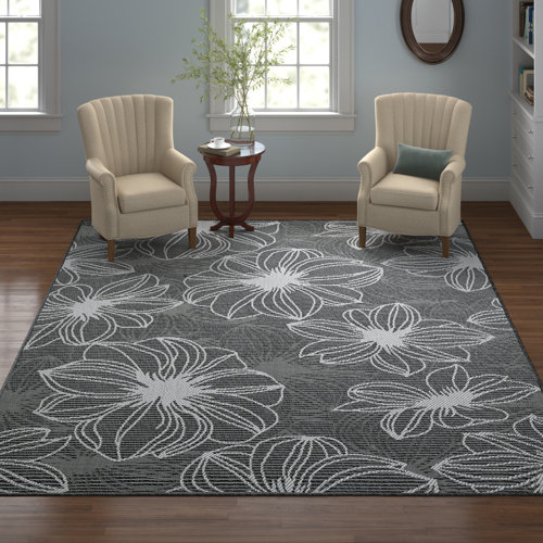 Lark Manor Rosmunda Hand Loomed Gray/White Indoor/Outdoor Rug & Reviews